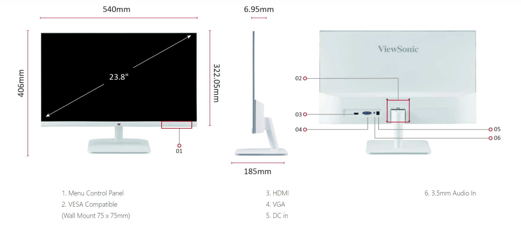 Màn hình máy tính ViewSonic VA2430-H-W-6