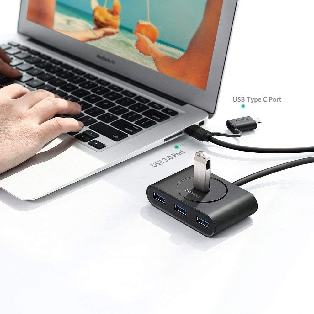 Bộ chia cổng USB 3.0/ Type C sang 4 cổng USB 3.0 UGREEN 40850 - Tốc độ truyền lên đến 5Gbps, đèn led hiển thị hoạt động