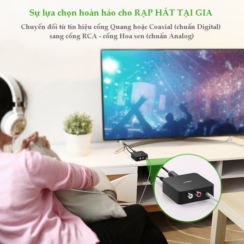 Bộ chuyển đổi âm thanh từ cổng quang (Coaxial) sang chuẩn RCA cao cấp chính hãng UGREEN 30910 30908 30523