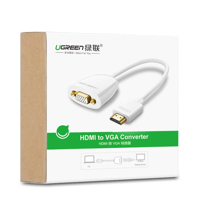 Bộ chuyển đổi HDMI sang VGA UGREEN MM102 Không có Audio, độ phân giải 1920*1080 60Hz (Max) dài 16cm