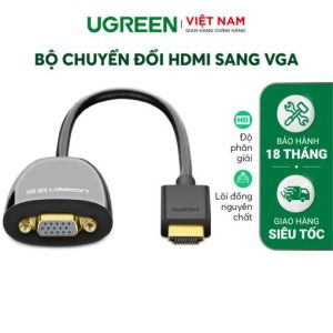 Bộ chuyển đổi HDMI sang VGA UGREEN MM102 Không có Audio, độ phân giải 1920*1080 60Hz (Max) dài 16cm