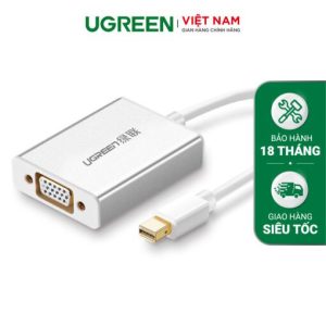 Bộ chuyển đổi Mini DisplayPort sang VGA có âm thanh UGREEN MD107 10437 (màu trắng).