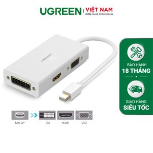 Bộ chuyển đổi Mini DP UGREEN MD114 - Chuyển sang HDMI, DVI, VGA - Hỗ trợ độ phân giải 4K*2K@30Hz