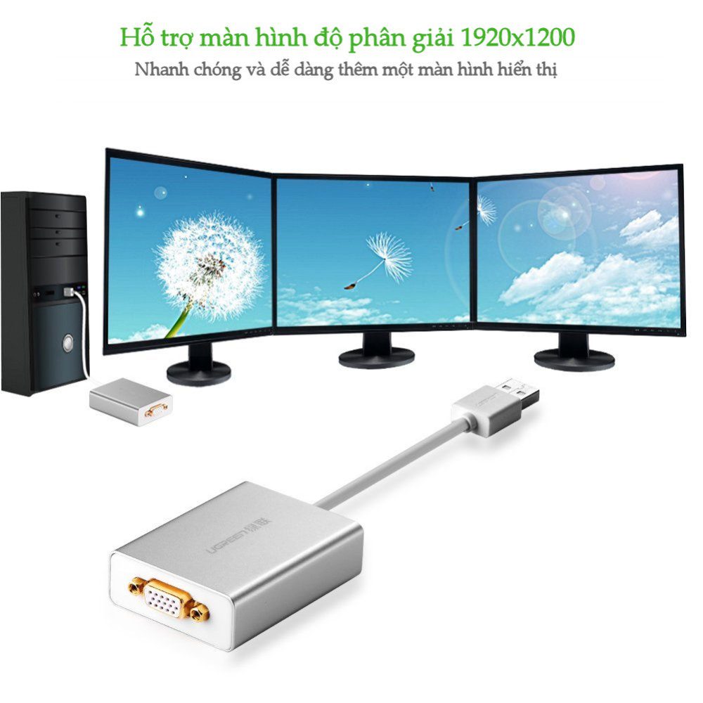 Bộ chuyển đổi USB 2.0 sang VGA vỏ hợp kim UGREEN 40244