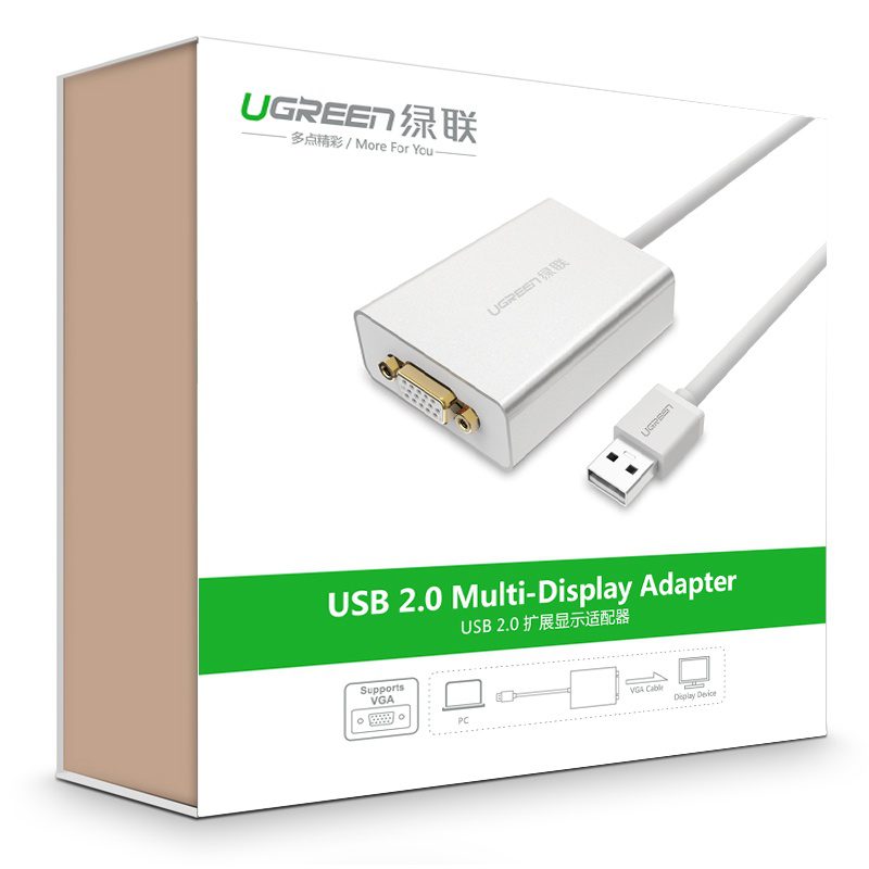 Bộ chuyển đổi USB 2.0 sang VGA vỏ hợp kim UGREEN 40244