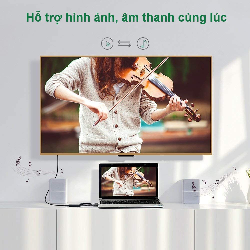 Bộ chuyển đổi VGA sang HDMI + Audio 3.5mm UGREEN 60814 Hỗ trợ phân giải Full HD 1080p@60HZ - Cổng nguồn Micro USB 5V - Bảo hành 18 tháng