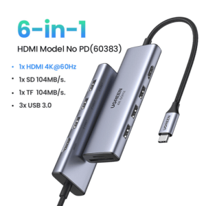 Bộ chuyển Type C  sang 1xHDMI + 3xUSB3.0+SD/ TF Chính hãng UGREEN 60383