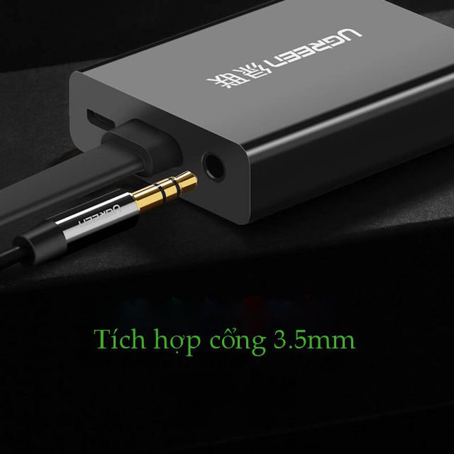 Cáp chuyển đổi HDMI sang VGA UGREEN MM103 dây dẹt tích hợp cổng Audio 3.5mm + Micro USB hỗ trợ nguồn ngoài