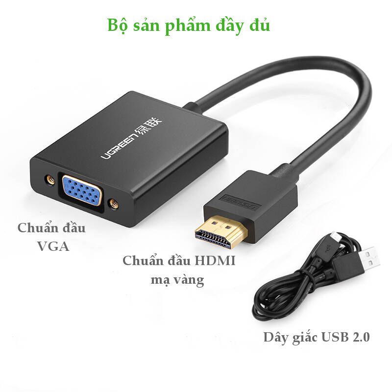 Cáp chuyển đổi HDMI sang VGA+3.5mm Audio+nguồn micro USB dài 15CM UGREEN MM102 40233