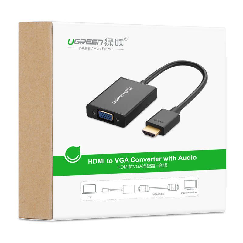 Cáp chuyển đổi HDMI sang VGA+3.5mm Audio+nguồn micro USB dài 15CM UGREEN MM102 40233