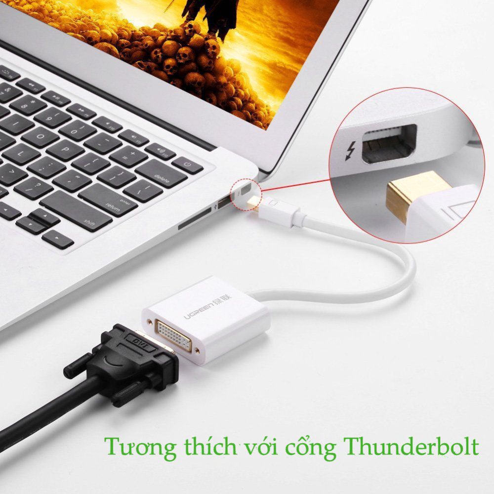 Cáp chuyển đổi Mini DisplayPort sang DVI-I (24+5) Converter UGREEN 10402 (màu trắng)