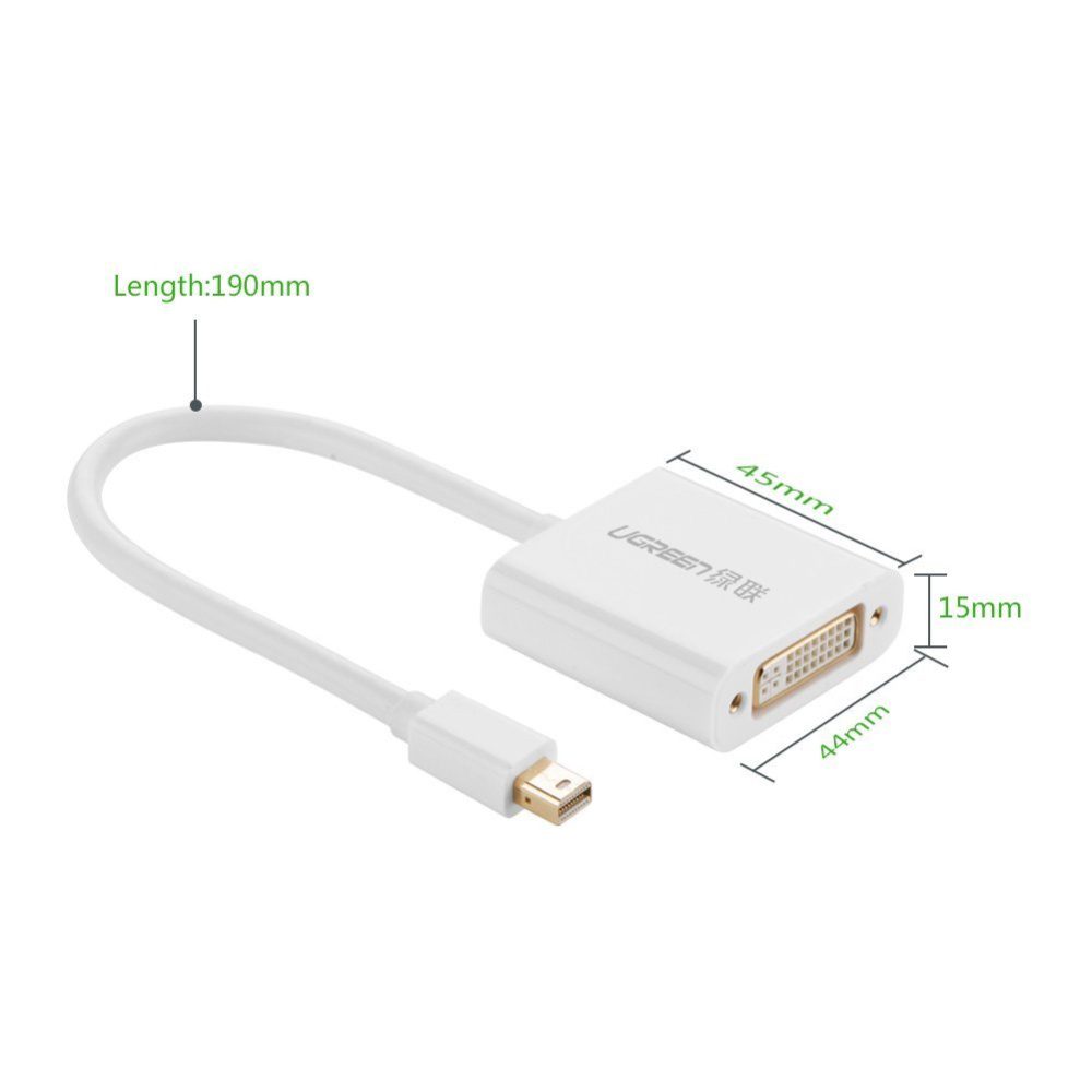 Cáp chuyển đổi Mini DisplayPort sang DVI-I (24+5) Converter UGREEN 10402 (màu trắng)