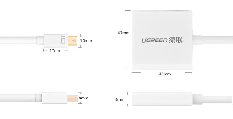 Cáp chuyển đổi Mini DisplayPort sang DVI-I (24+5) Converter UGREEN 10402 (màu trắng)