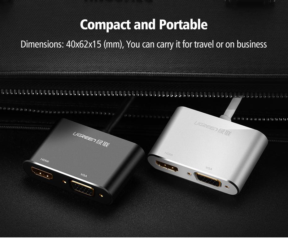 Cáp chuyển đổi Mini DisplayPort sang HDMI và VGA dài 20cm UGREEN MD115