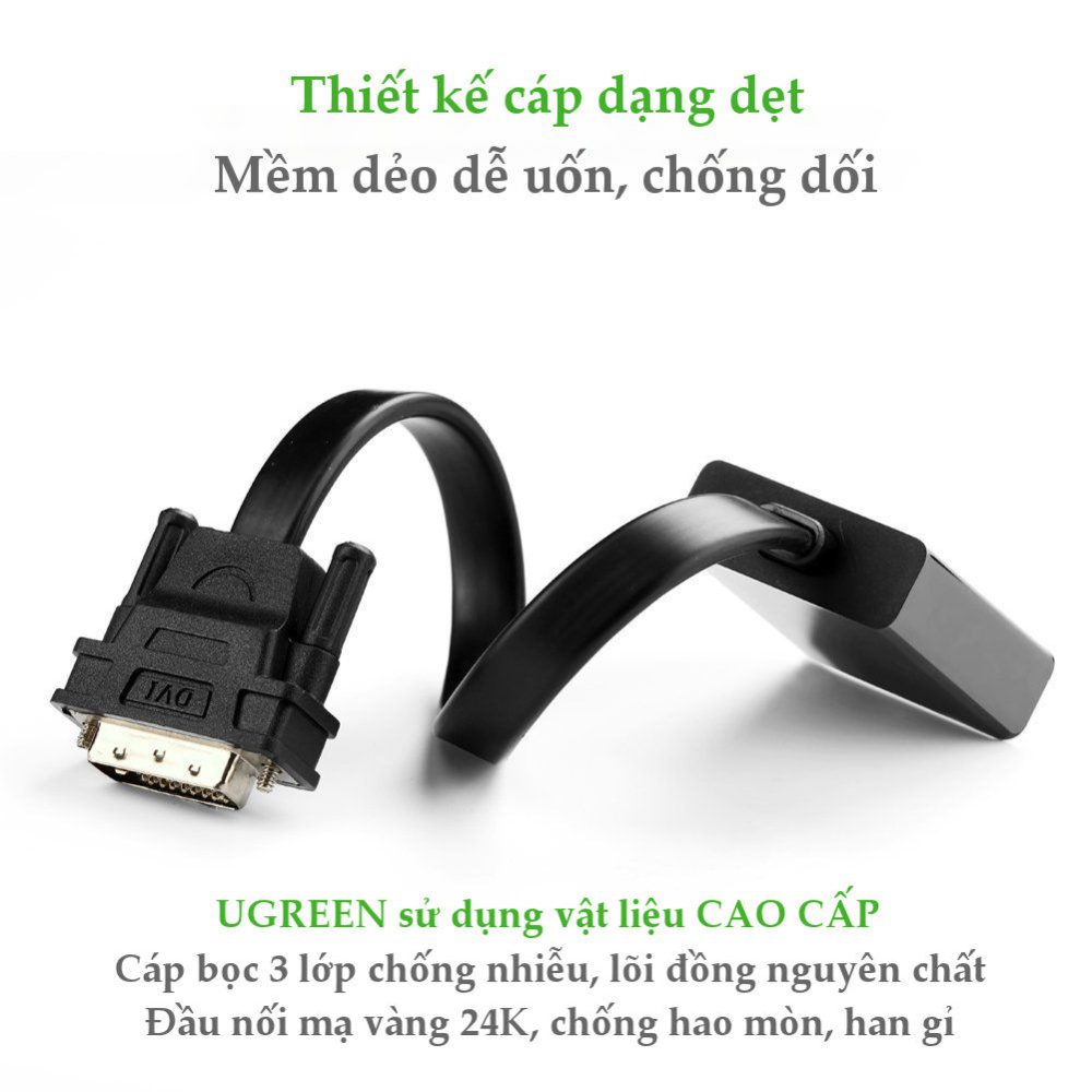 Cáp chuyển tín hiệu DVI-D (24+1) sang VGA ACTIVE (15 pin) dài 20CM UGREEN 40259 (màu đen)