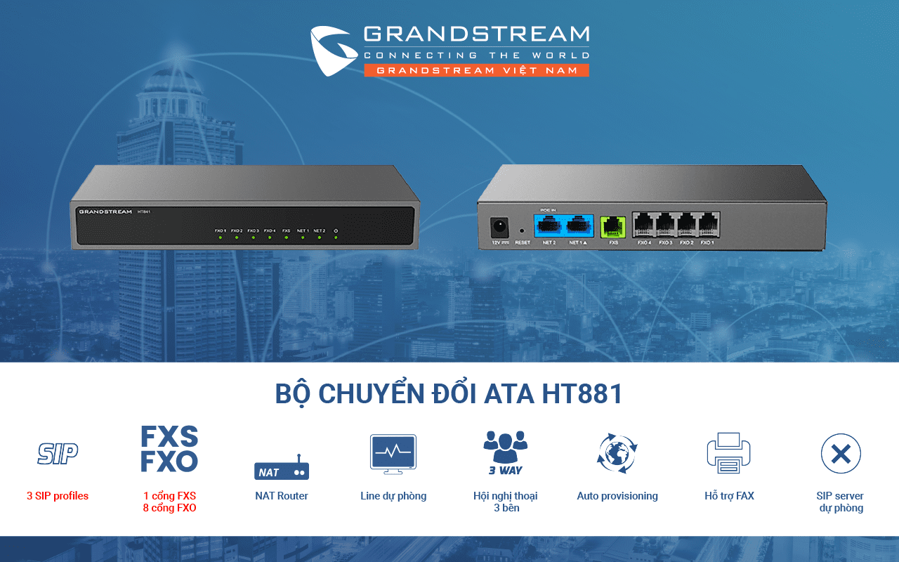 Bộ chuyển đổi Analog sang VoIP ATA HT881