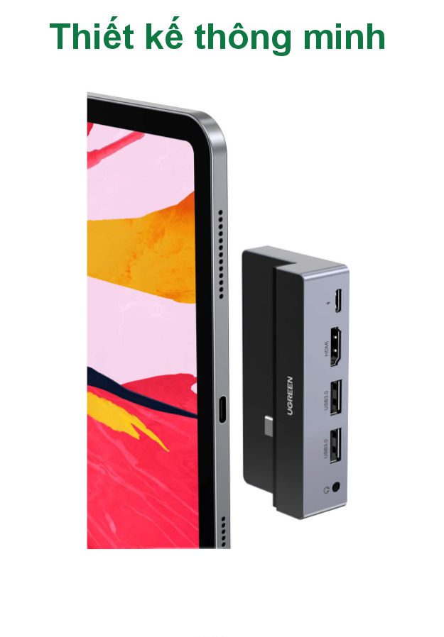 Hub chuyển đổi iPad Pro UGREEN 70688 - Mở rộng cổng 3.5mm, HDMI, USB 3.0 , PD100W - Tương thích iPad Pro 2018 2020