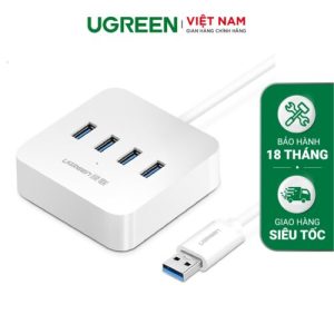 Hub USB 3.0 ra 4 cổng USB 3.0 hỗ trợ nguồn DC 5V/2A dài 0,5-1.5m UGREEN CR118