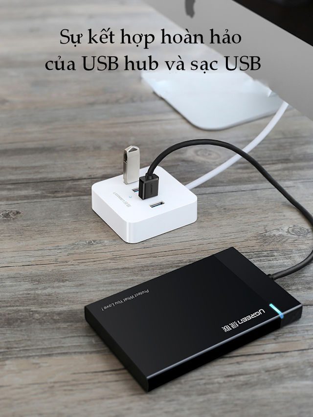 Hub USB 3.0 ra 4 cổng USB 3.0 hỗ trợ nguồn DC 5V/2A dài 0,5-1.5m UGREEN CR118